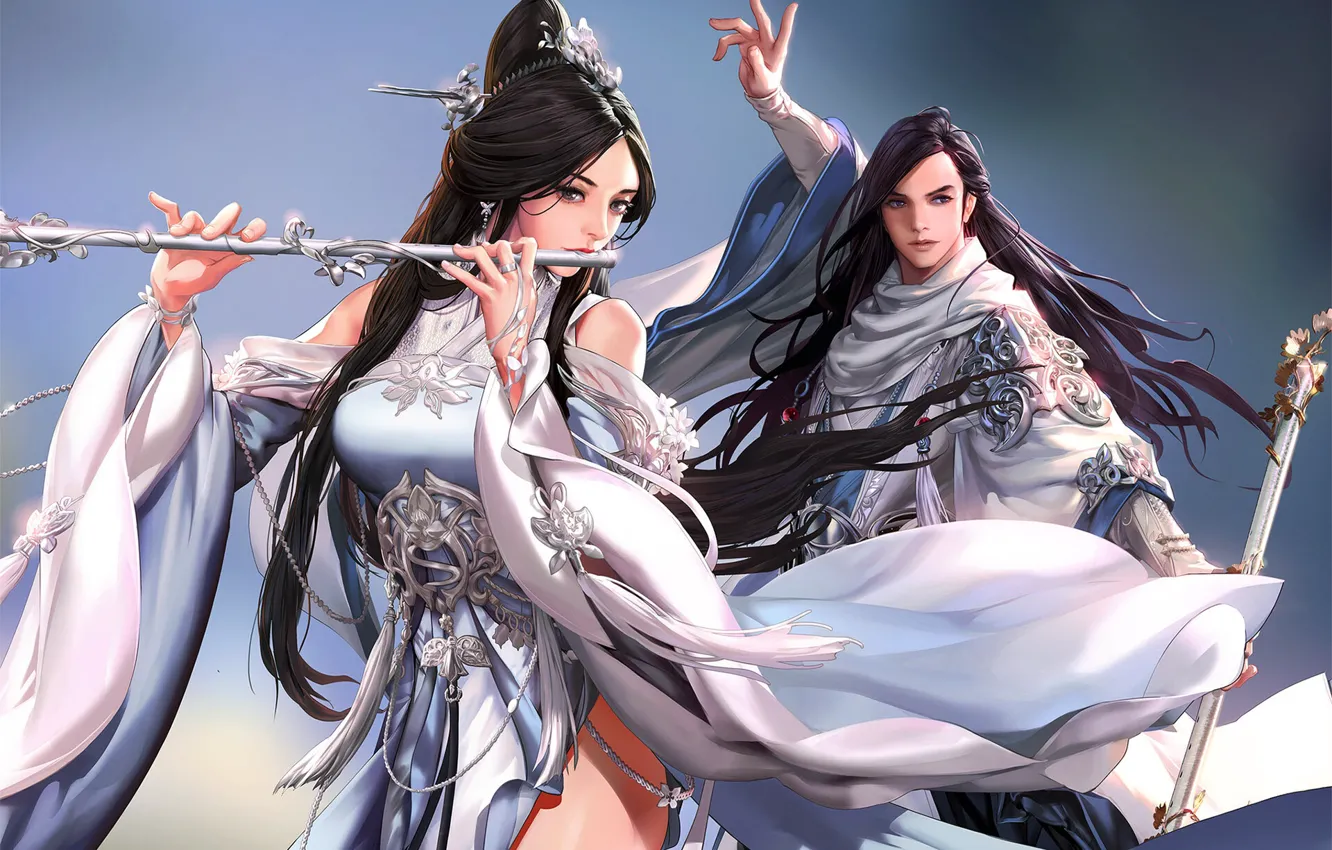 Photo wallpaper fantasy, the game, art, MAG, staff, flute, bard, seunghee lee