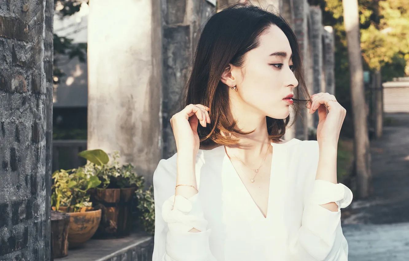 Photo wallpaper girl, blouse, Asian