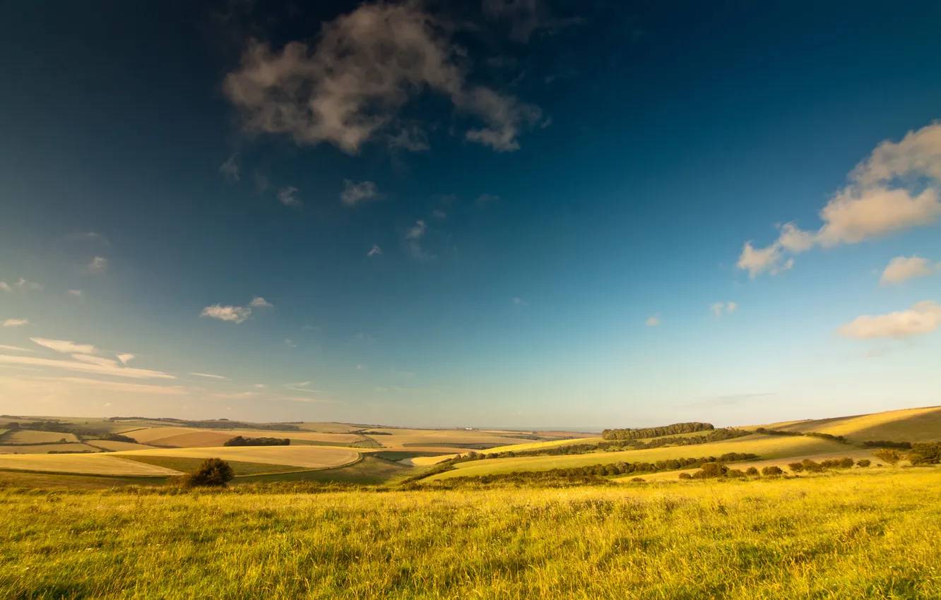 Photo wallpaper field, summer, the sky, clouds