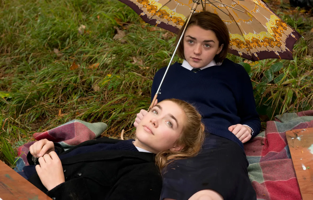 Photo wallpaper detective, drama, Maisie Williams, Florence Pugh, The Falling