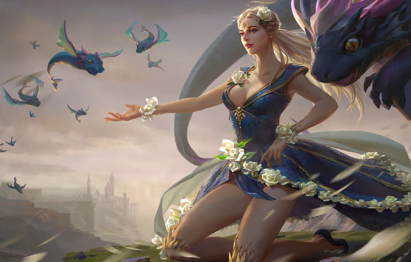 Photo wallpaper girl, dragon, hon, Heroes of Newerth, Mother of Dragons, Calamity