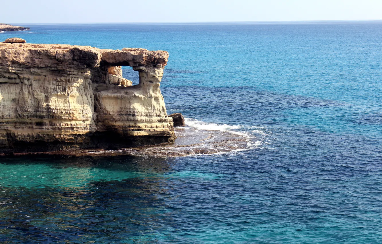 Photo wallpaper sea, summer, coast, rock, sea, coast, Cyprus, Cyprus