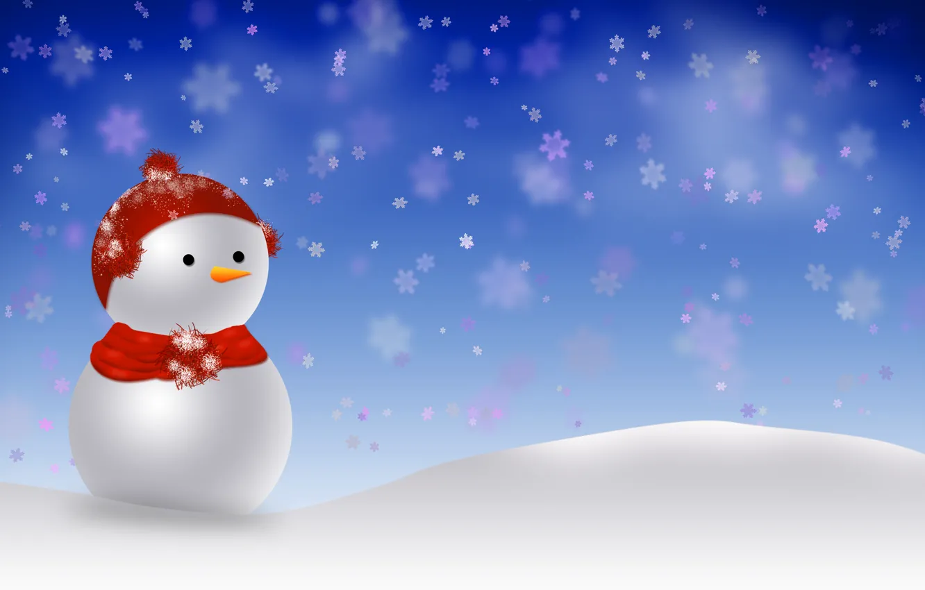 Photo wallpaper snow, holiday, new year, snowman, the scenery, happy new year, snowman, christmas decoration