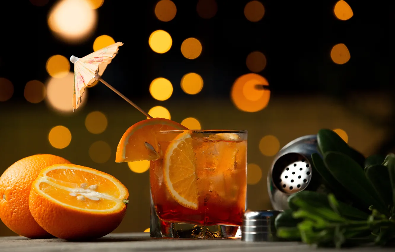 Photo wallpaper orange, ice, juice, orange, fresh, glass