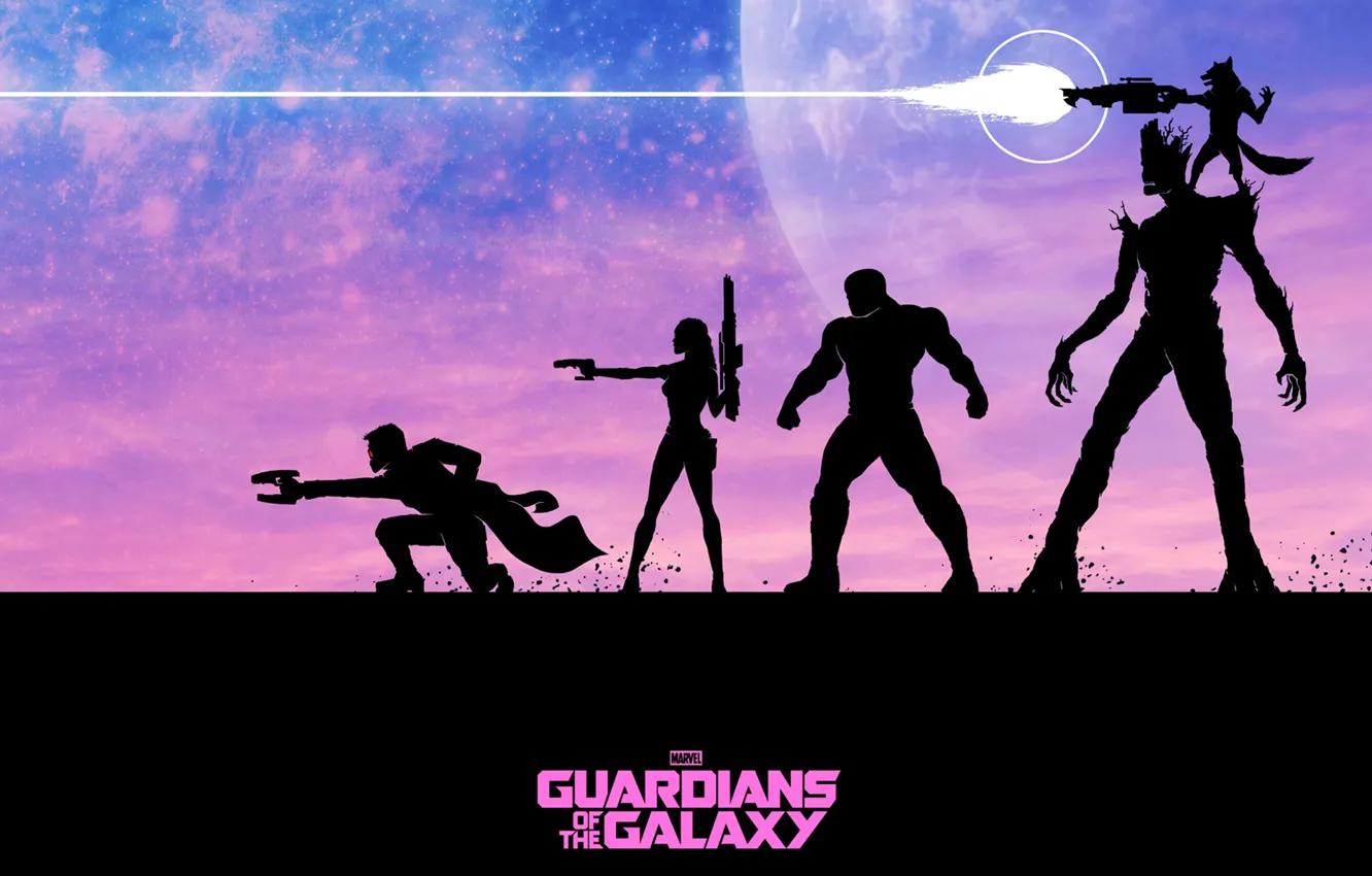 Photo wallpaper Rocket, Guardians Of The Galaxy, Peter Quill, Star-Lord, Guardians of the Galaxy, Gamora, Groot, Drax …