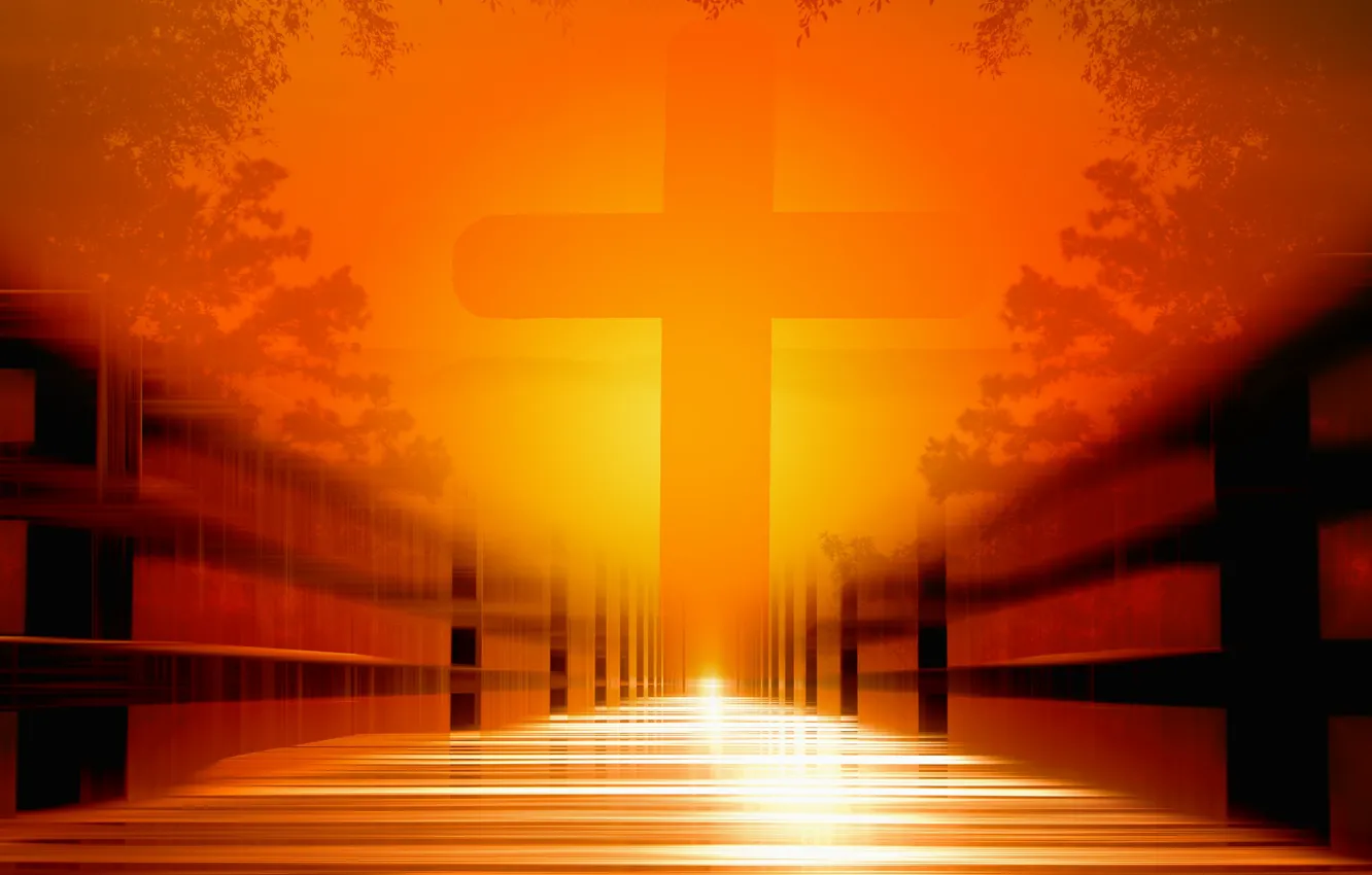 Photo wallpaper bridge, the way, cross, faith, far