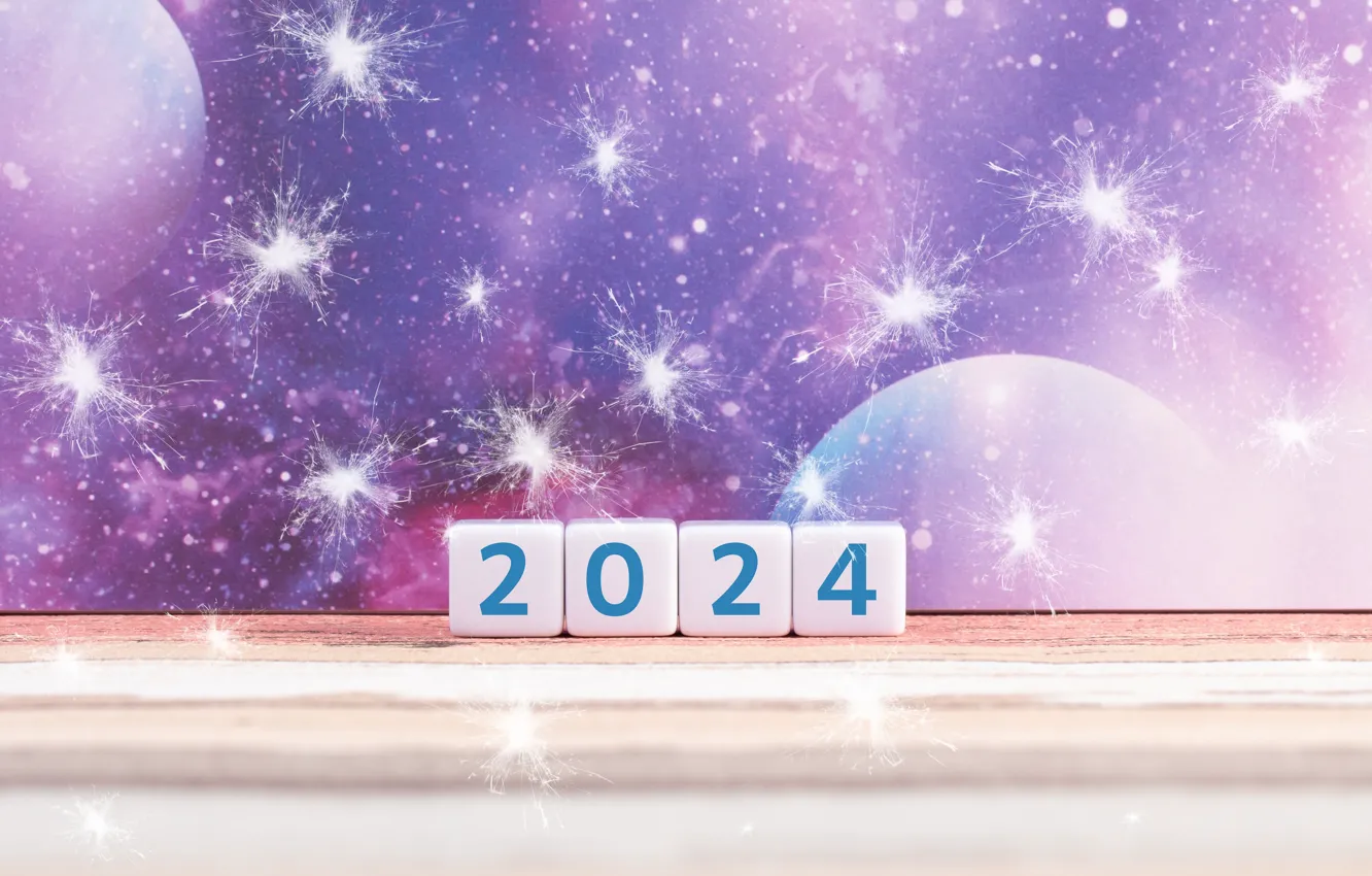 Photo wallpaper the sky, space, snow, the universe, cubes, Board, planet, new year