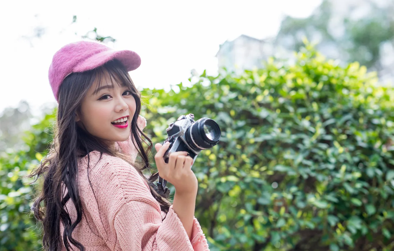 Photo wallpaper girl, smile, background, mood, the camera