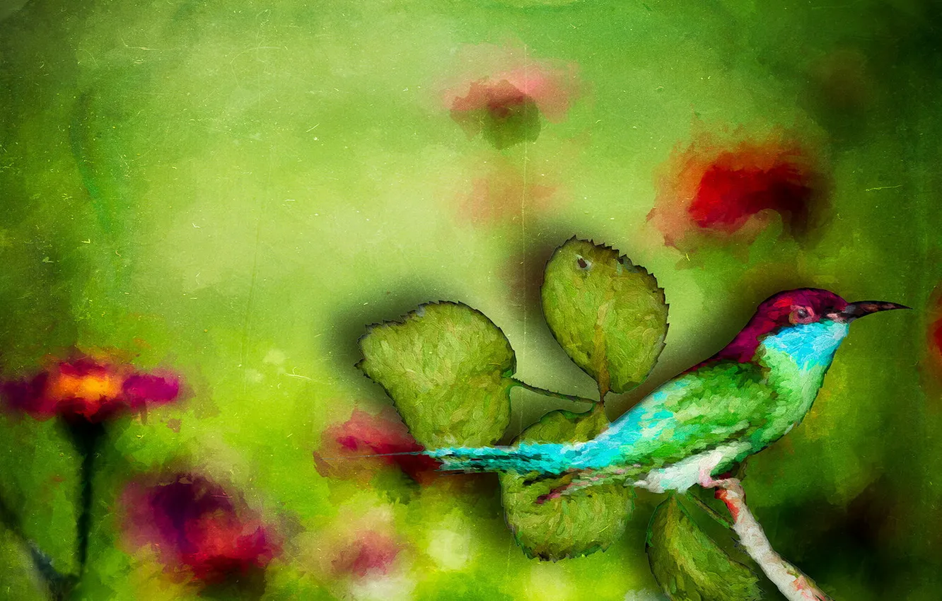 Photo wallpaper bird, Nature, Bold Colors