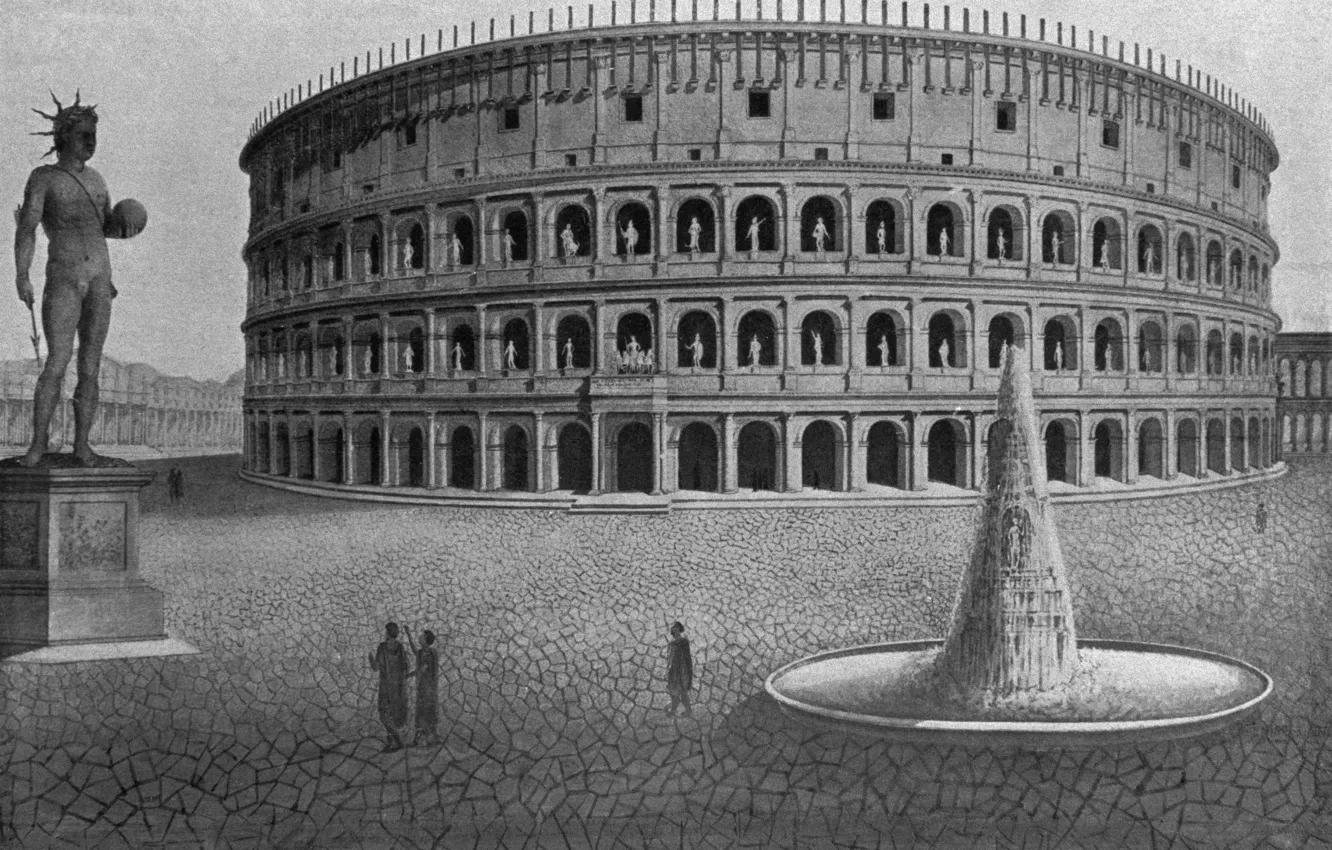 Photo wallpaper Rome, antique, Amphitheatre, colosseum would have looked like, the heyday of the Colosseum