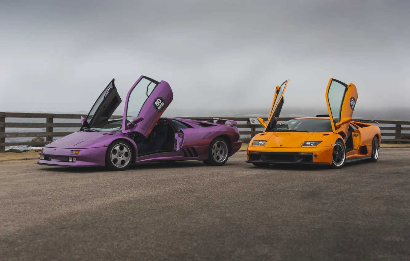 Photo wallpaper Lamborghini, Orange, Diablo, Violet