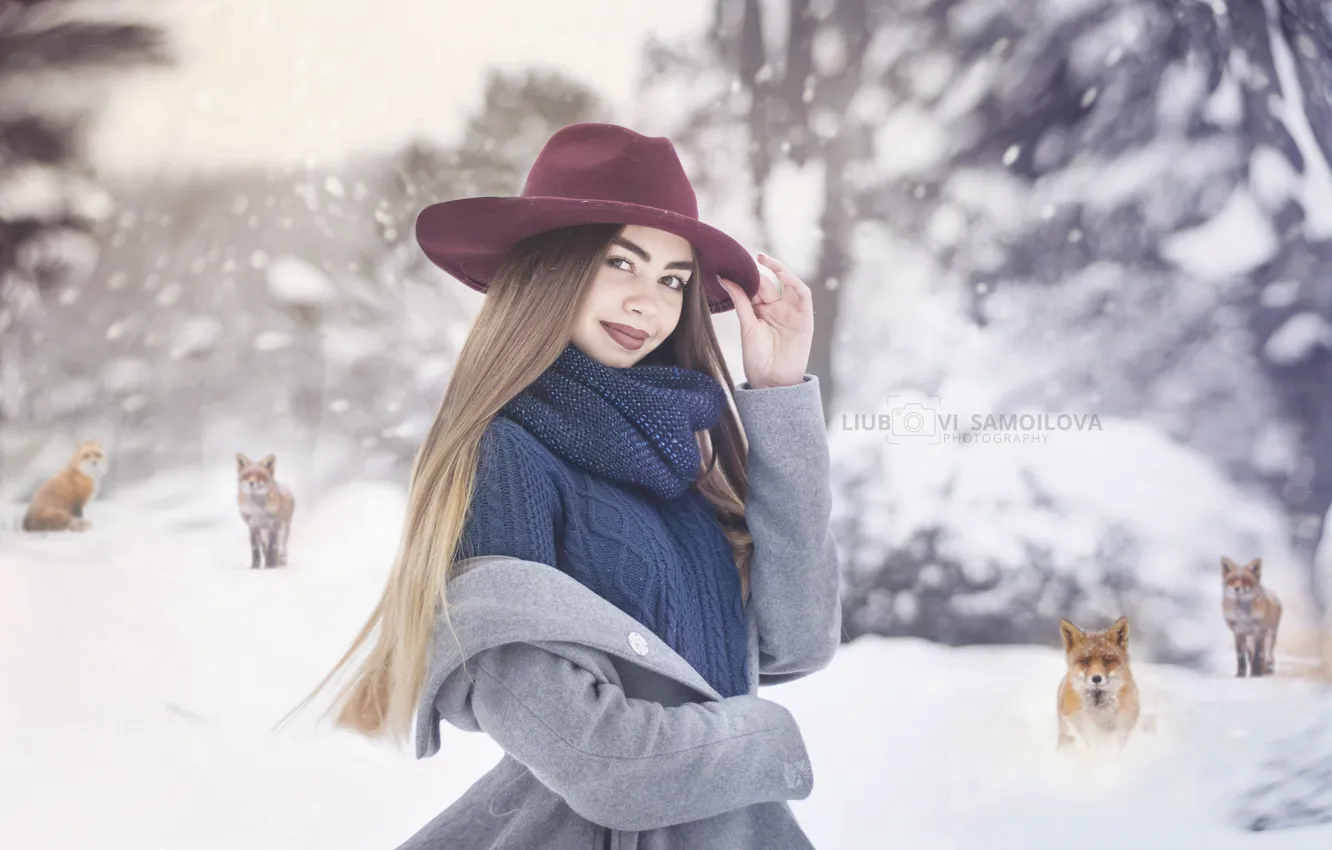 Photo wallpaper winter, portrait, winter portrait, female portrait, artportret, the picture winter, women's winter portrait, portrait staged