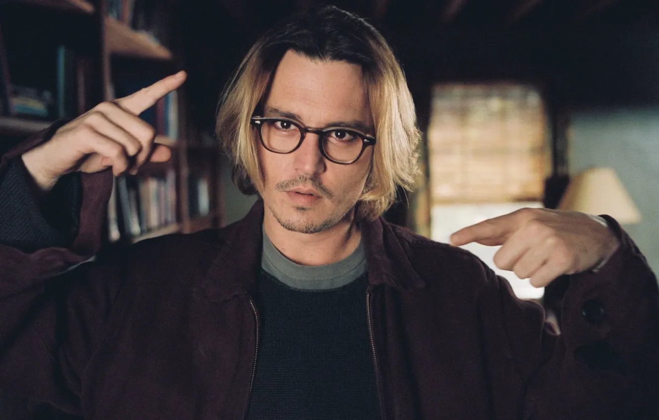Photo wallpaper the film, Johnny Depp, hair, glasses, Johnny Depp, male, Secret Window, Secret window