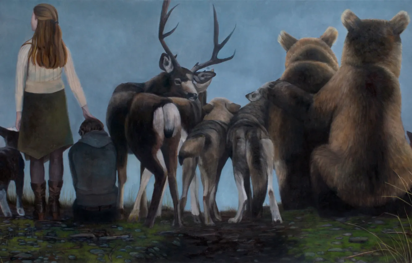 Photo wallpaper picture, Norwegian artist, Christer Karlstad, Spectators