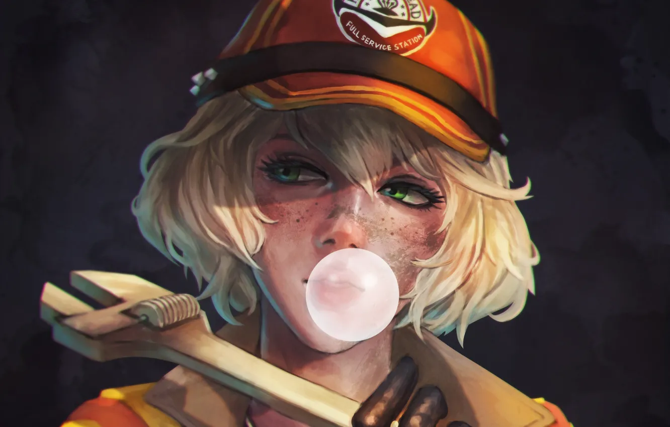 Photo wallpaper girl, bubbles, key, cap, Final Fantasy, Mechanic, Final Fantasy 15, Cindy Aurum