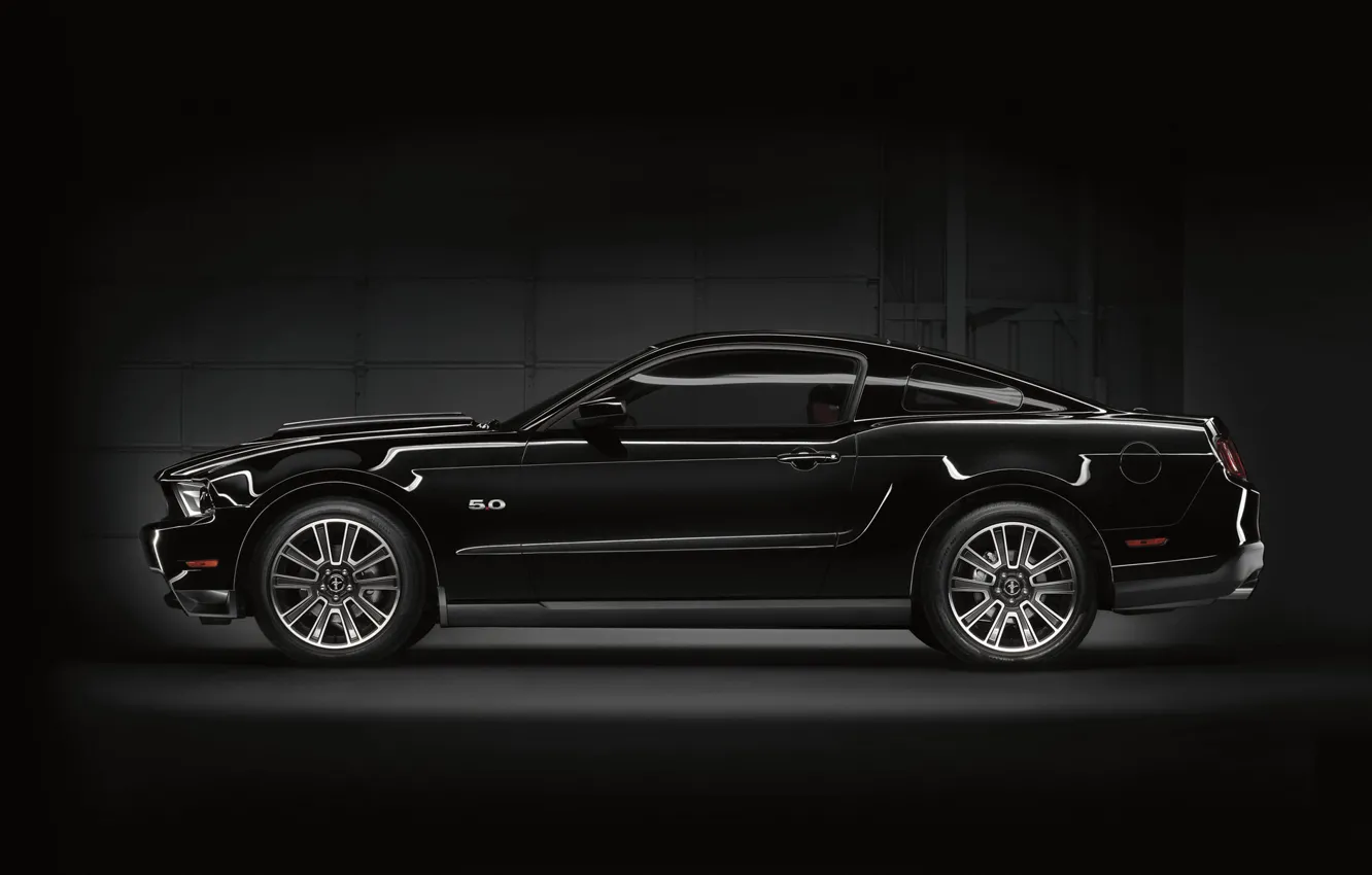 Photo wallpaper Ford, mustang, black, muscle car, 5.0