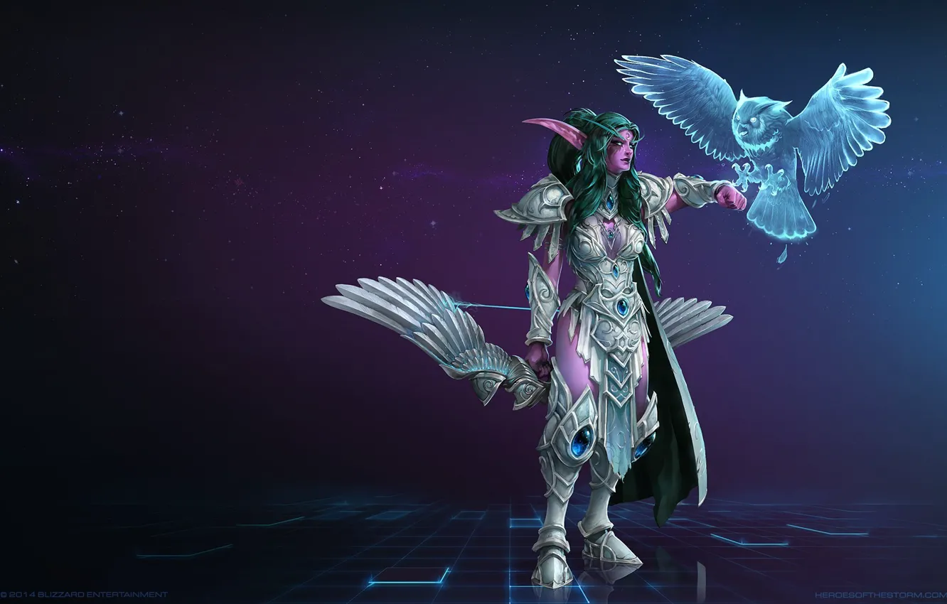 Photo wallpaper bow, World of Warcraft, elf, Blizzard, Heroes of the Storm