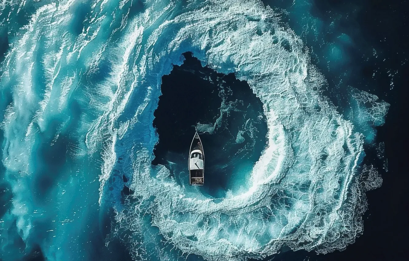 Photo wallpaper sea, boat, funnel, digital art, AI art, The Art of Artificial Intelligence, The Bermuda Triangle, …