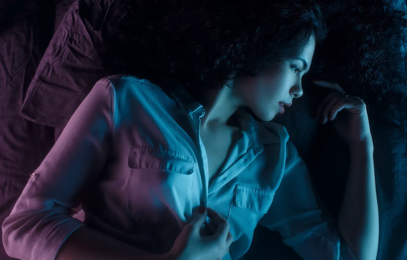 Photo wallpaper girl, pose, hands, blouse, Sergey Sorokin