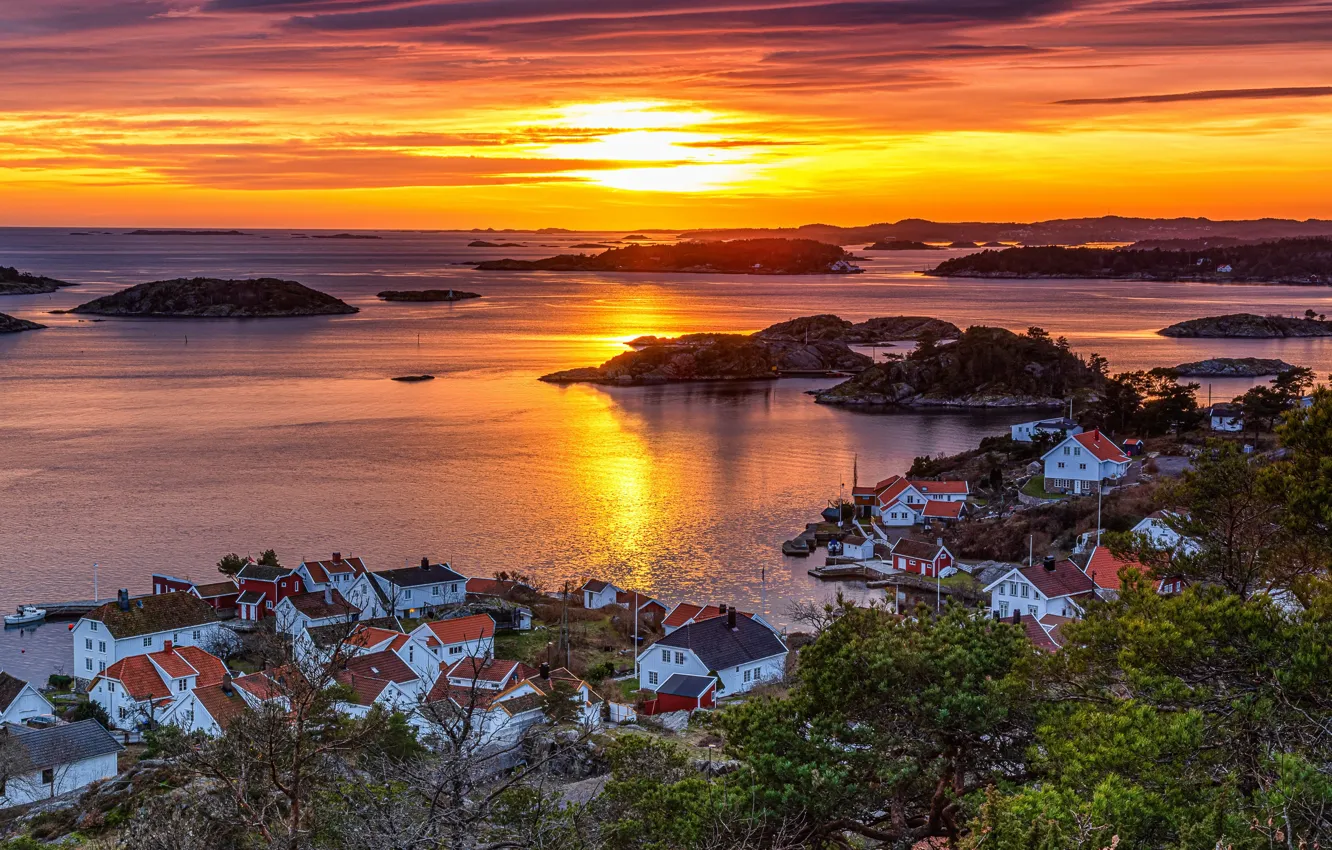 Photo wallpaper sunset, Norway, Arendal, Rævesand