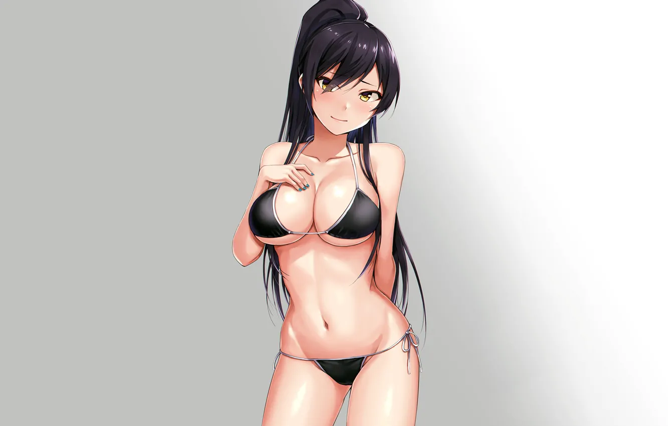 Photo wallpaper girl, sexy, cleavage, long hair, boobs, anime, beautiful, pretty