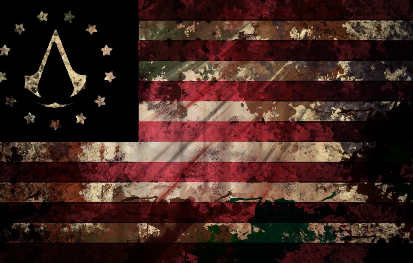 Photo wallpaper flag, America, flag floor, Assassin Creed.