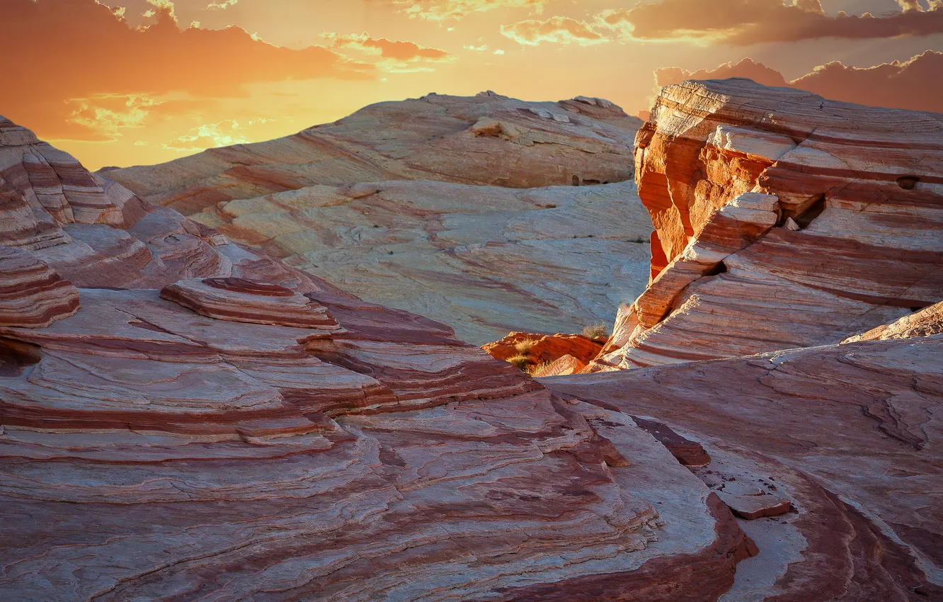 Photo wallpaper sunset, mountains, rocks, canyon