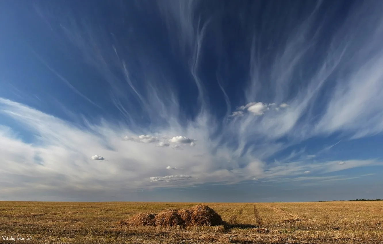 Photo wallpaper field, autumn, the sky, Russian