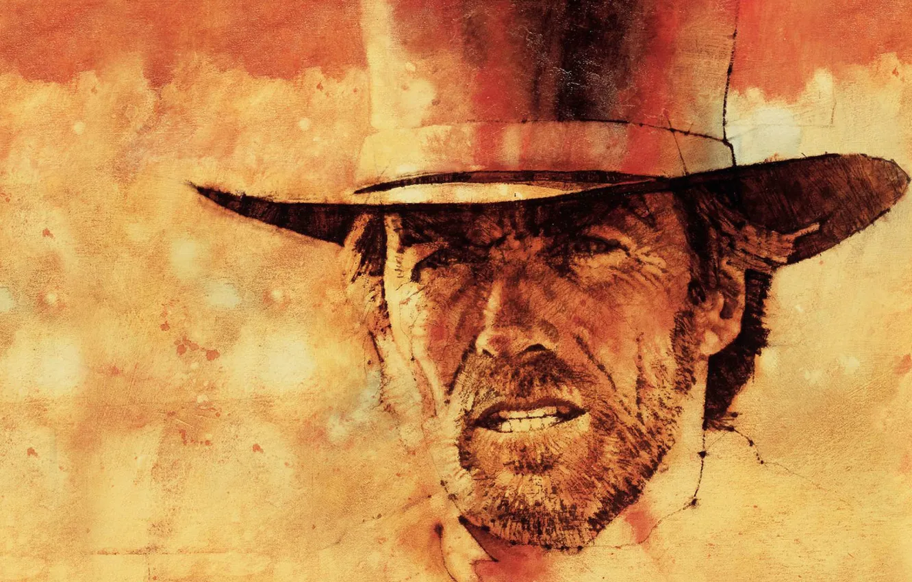 Photo wallpaper portrait, actor, cylinder, Clint Eastwood