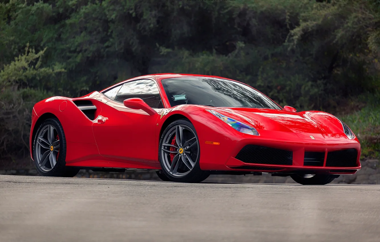 Photo wallpaper red, Ferrari, supercar, sports car, Ferrari 488GTB