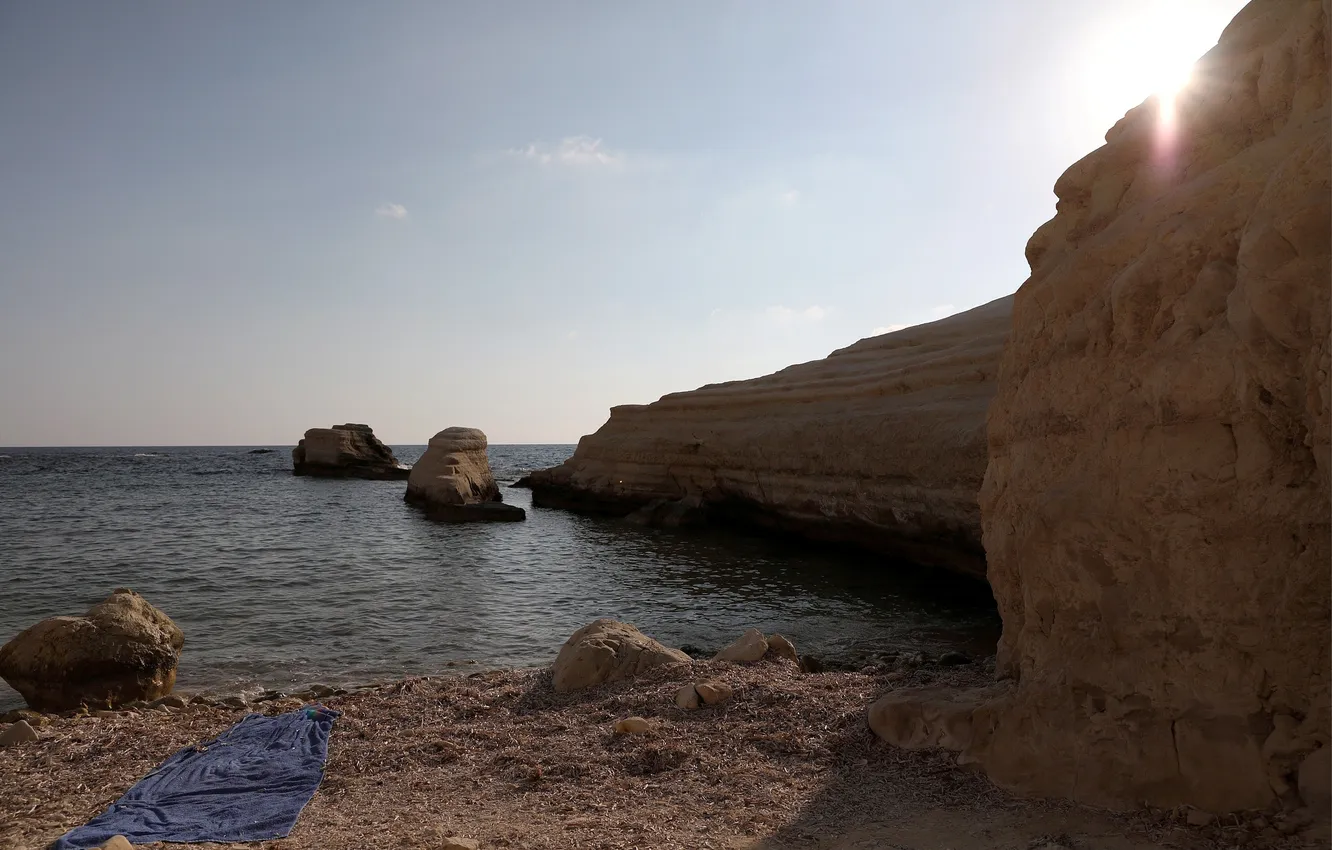 Photo wallpaper wave, beach, the sky, clouds, landscape, nature, stones, the ocean