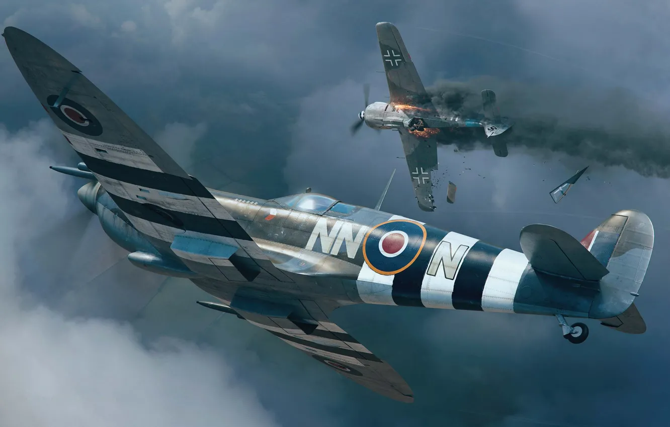Photo wallpaper fighter, Spitfire, Spitfire Mk.IXc, combat aircraft, Band of invading