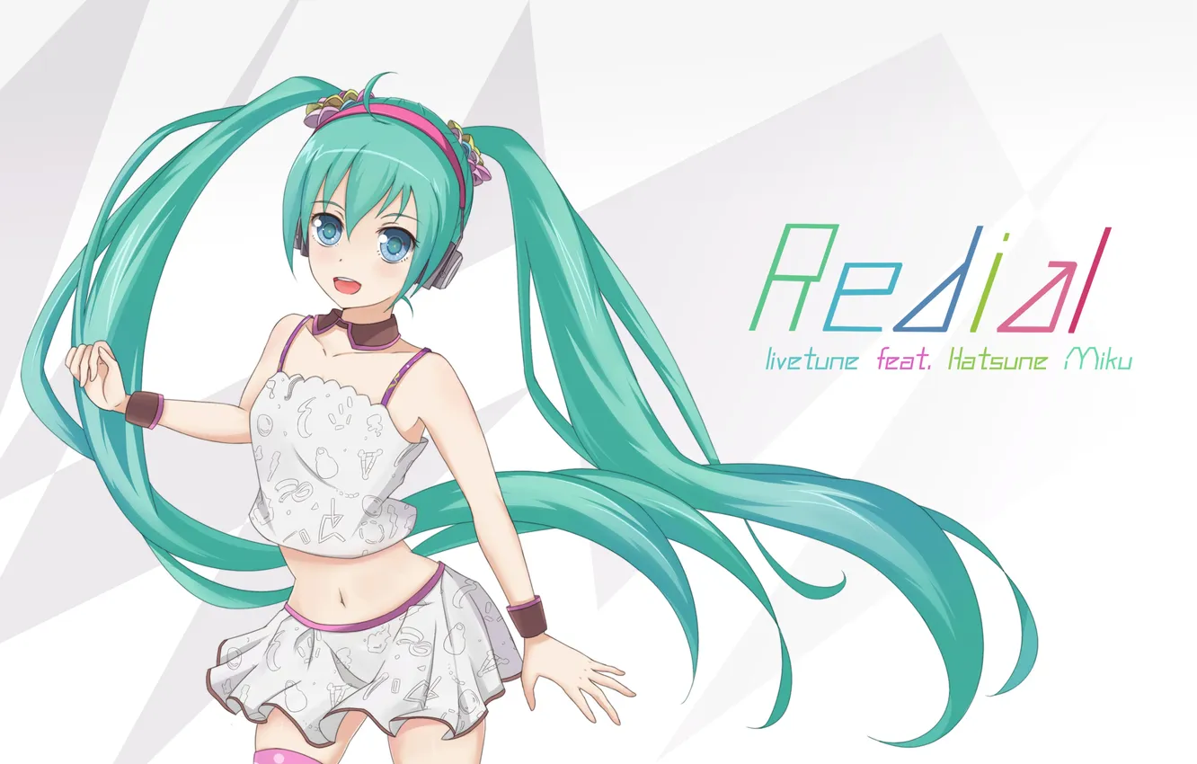 Photo wallpaper look, girl, joy, headphones, vocaloid, hatsune miku, Vocaloid, art