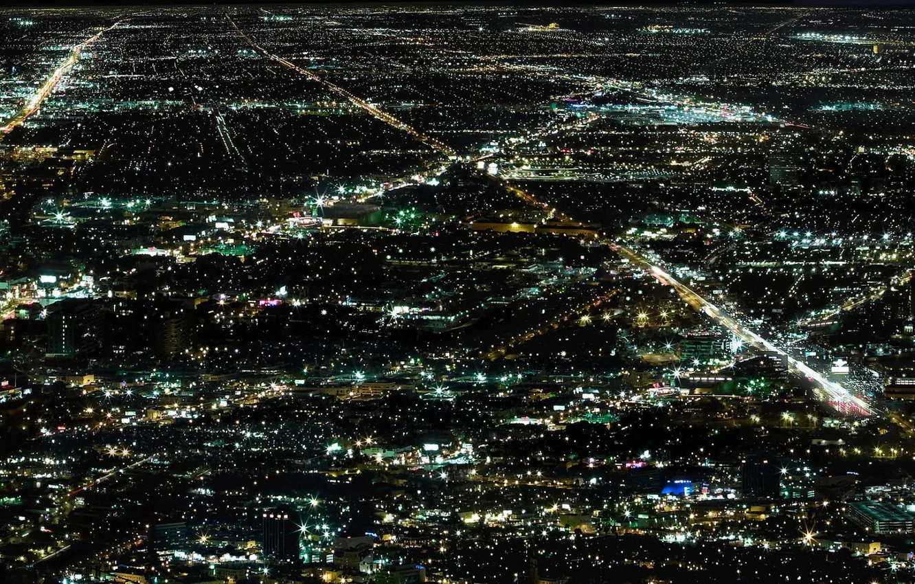 Photo wallpaper night, lights, megapolis