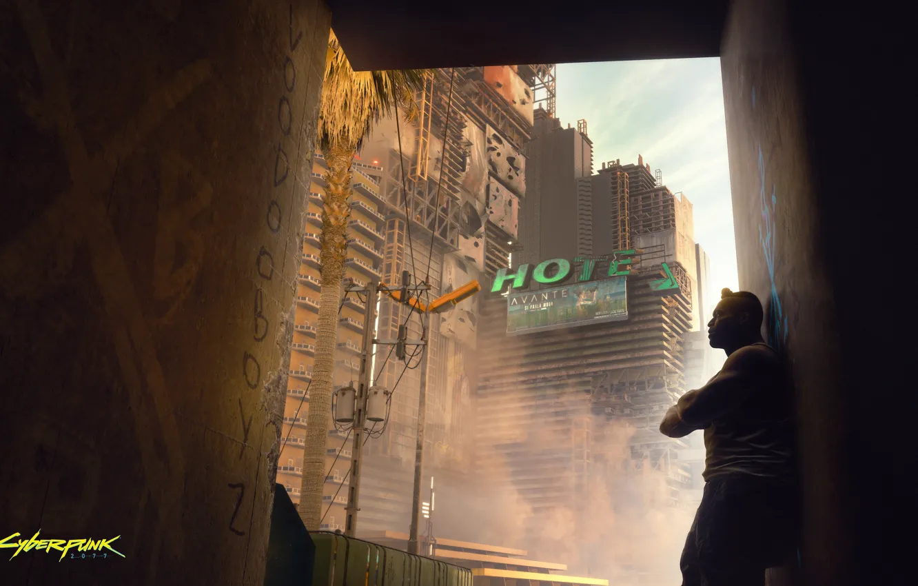 Photo wallpaper the city, man, Cyberpunk 2077