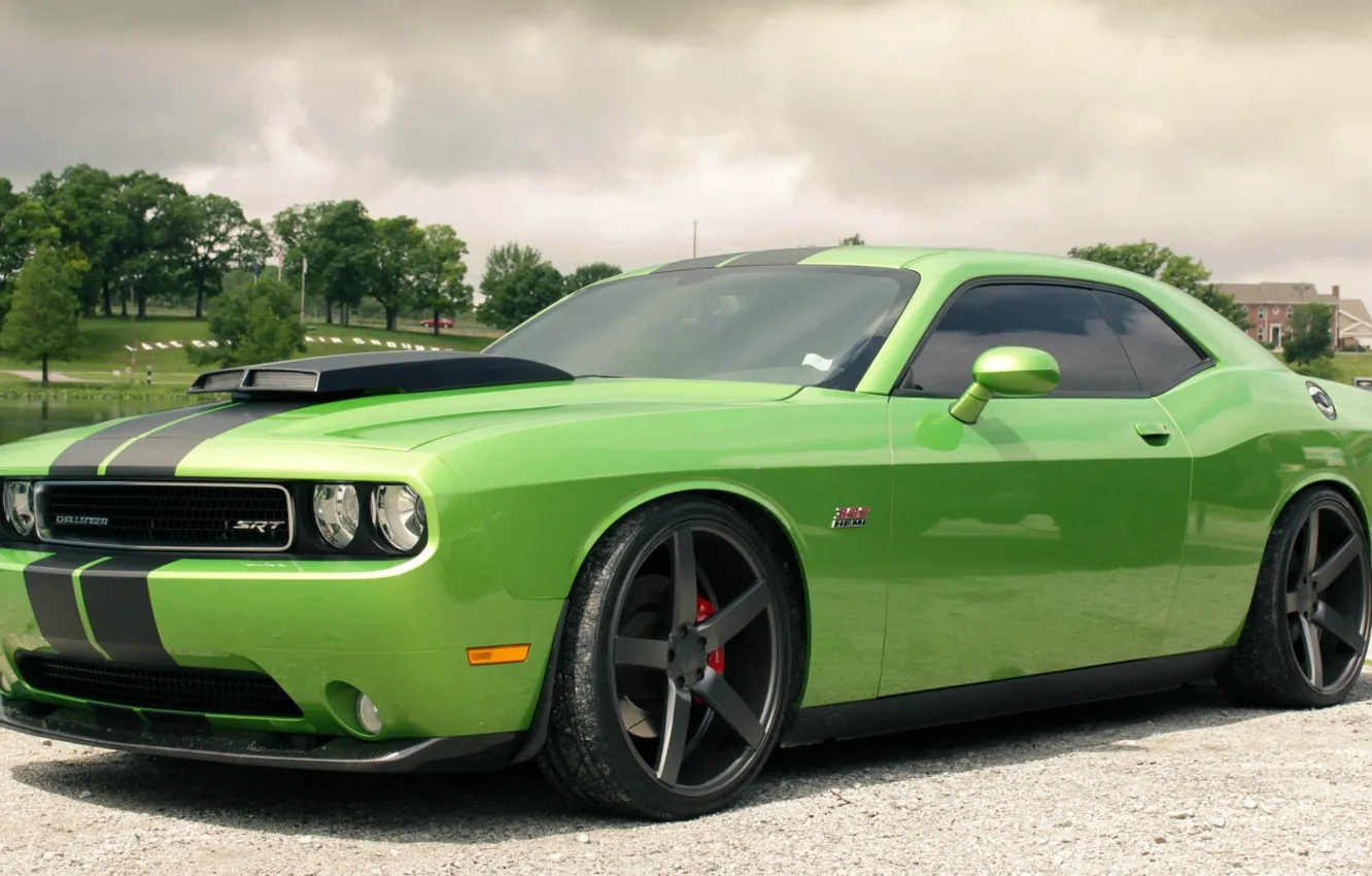 Photo wallpaper Clouds, Park, Dodge, SRT8, Challenger