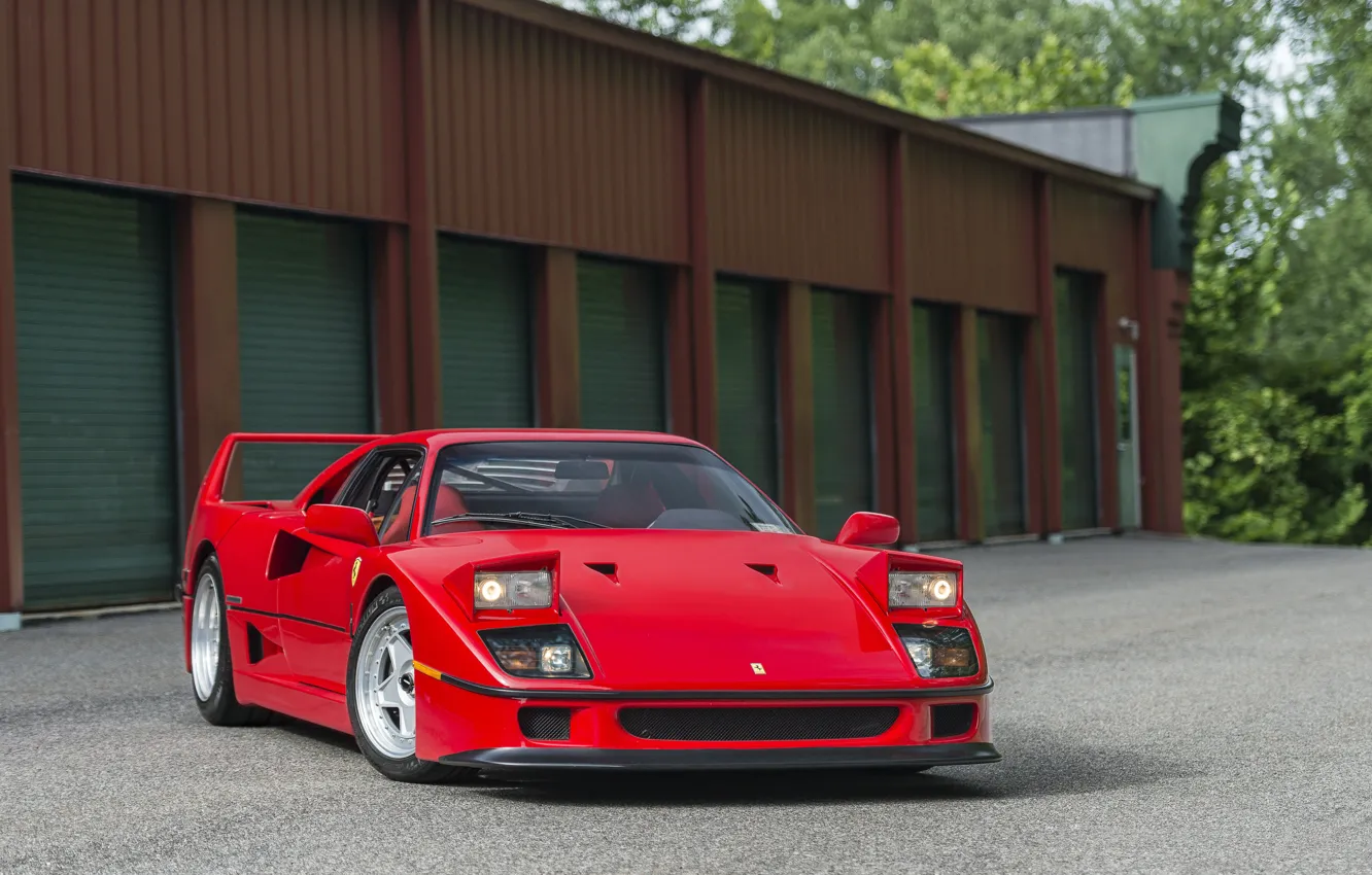 Photo wallpaper Red, F40, Shadow, Wheels