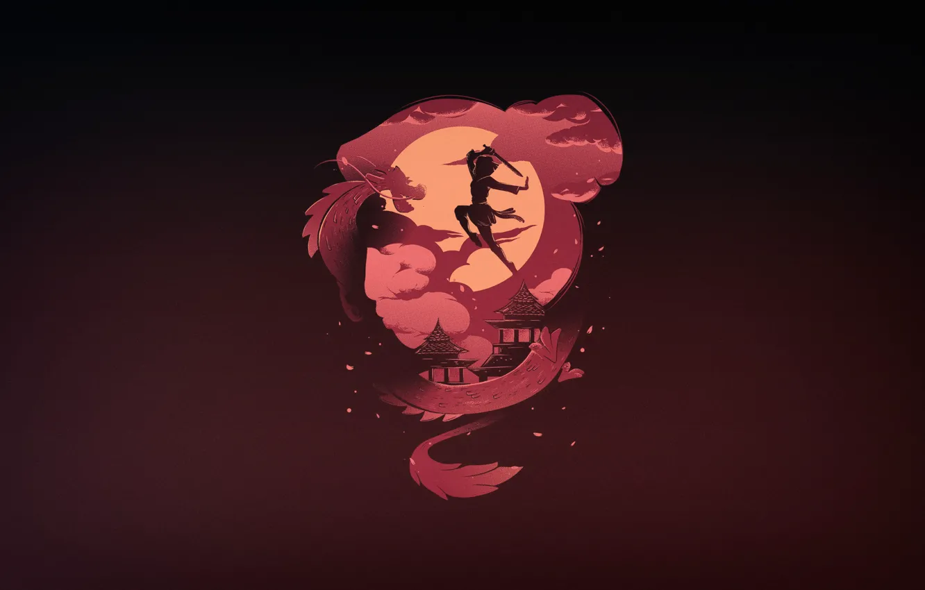 Photo wallpaper minimalism, warrior, art, China, by Ilustrata, Illustrated, Fight like a girl, Chinese Army