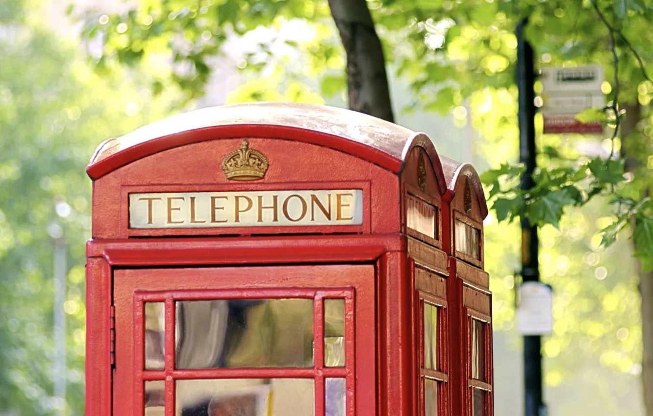 Photo wallpaper England, London, london, england, phone booth, phone booth, city, urban