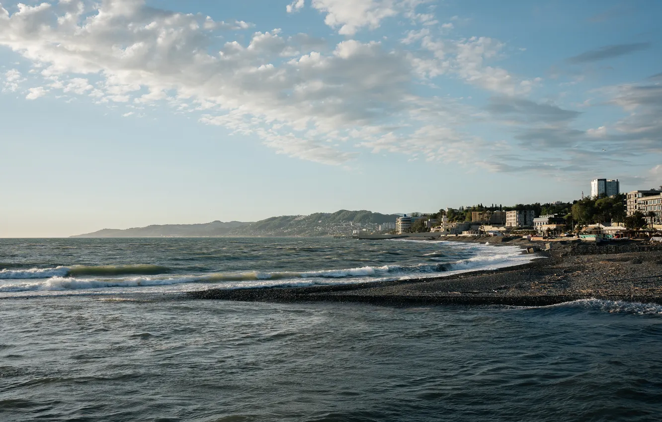 Photo wallpaper sea, beach, shore, sea, Sochi, The black sea, Sochi