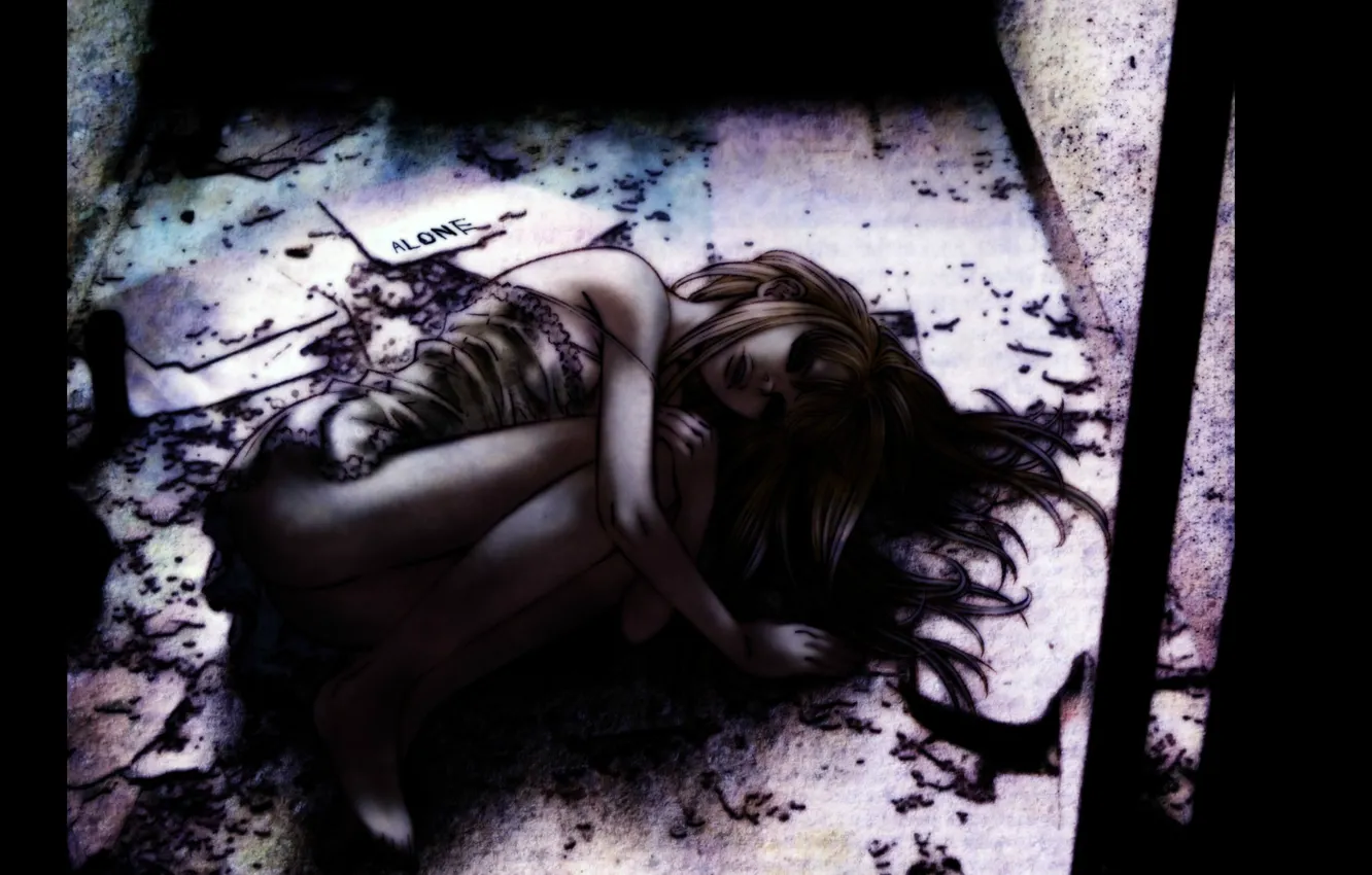 Photo wallpaper darkness, loneliness, fear, despair, pain, depression, Gilgamesh, torn clothes