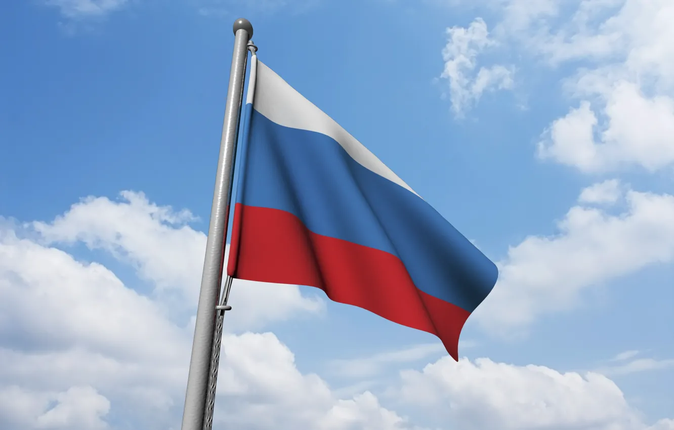 Photo wallpaper the sky, background, the wind, flag, Russia, Russia, sky, the flag of Russia
