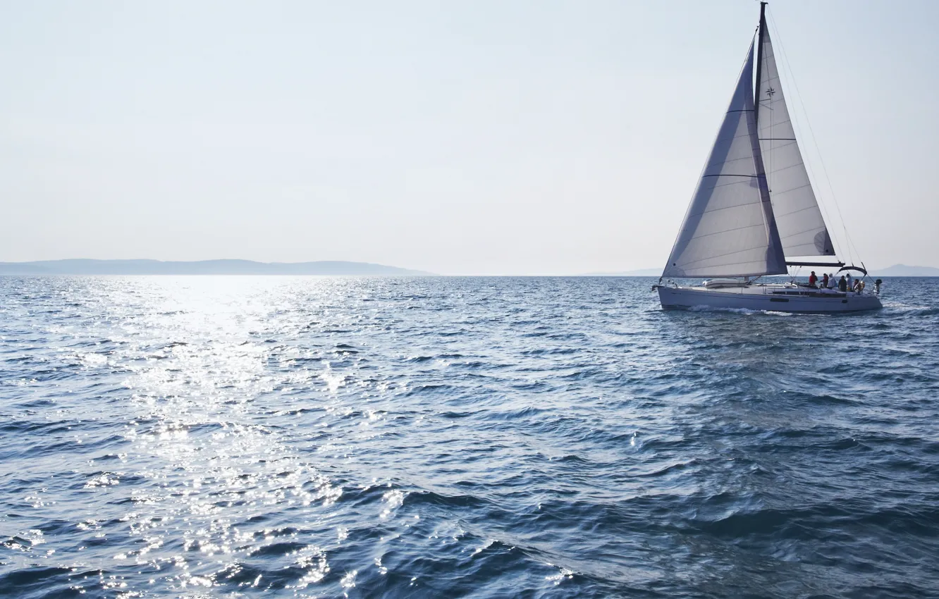 Photo wallpaper the way, the wind, coast, yacht, sails, yacht in the Mediterranean, yacht in the Mediterranian …