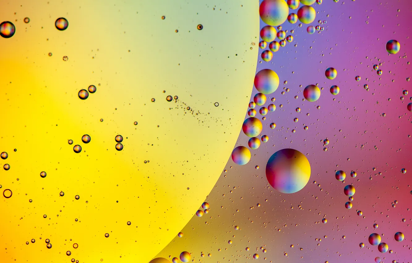 Photo wallpaper water, balls, bubbles, color, oil, liquid, the air, the volume