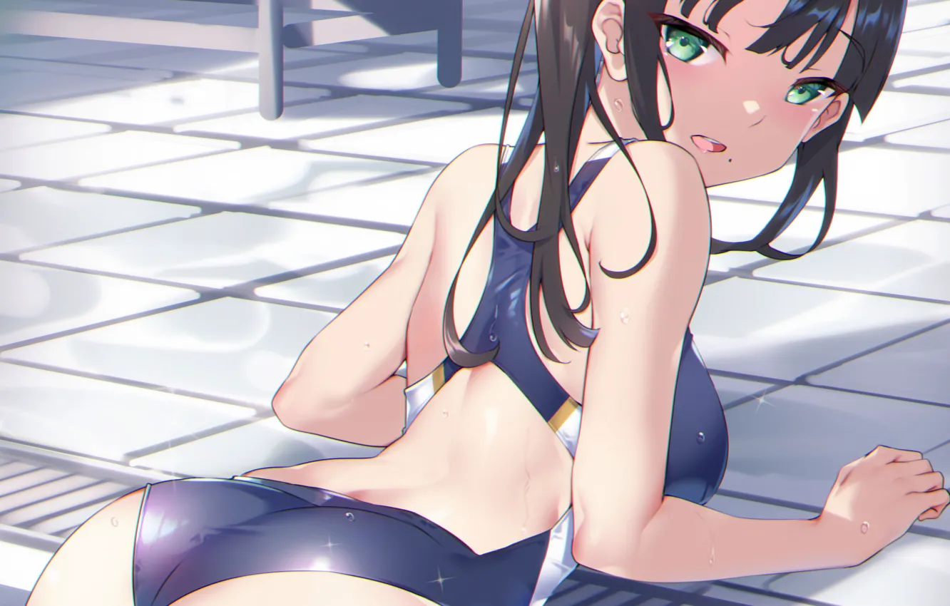 Photo wallpaper girl, sexy, ass, green eyes, long hair, anime, beautiful, pretty