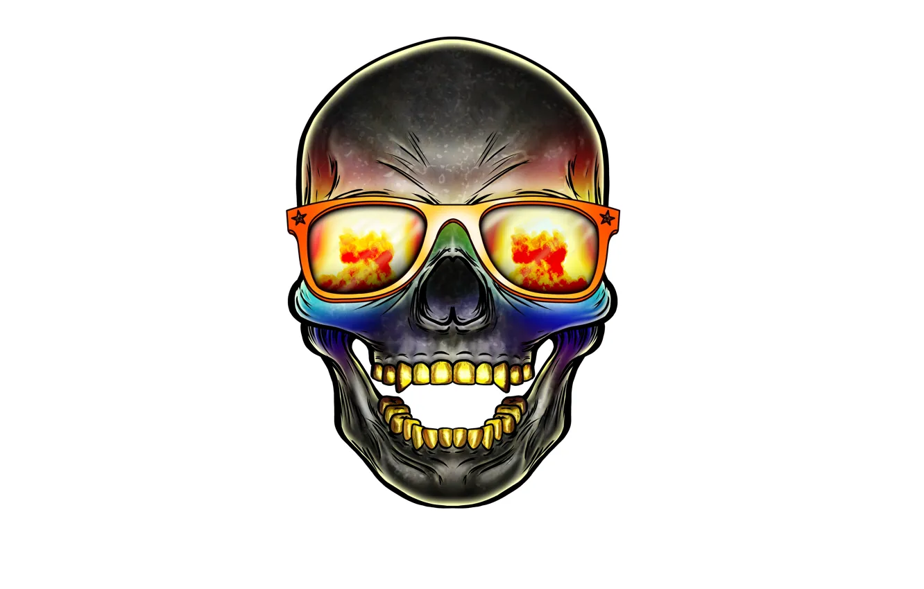 Photo wallpaper skull, head, glasses, skeleton, sake