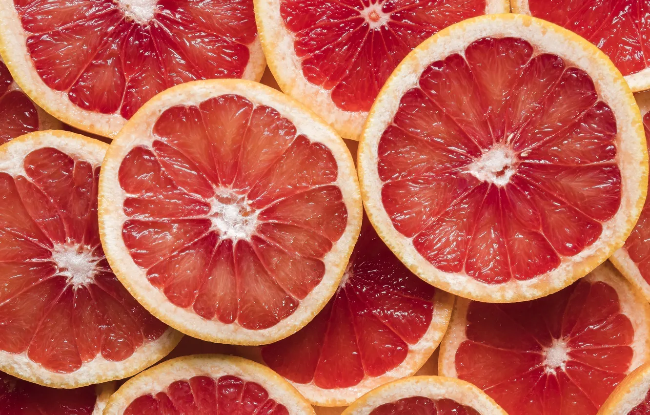 Photo wallpaper macro, orange, fruit, grapefruit, slices, composition