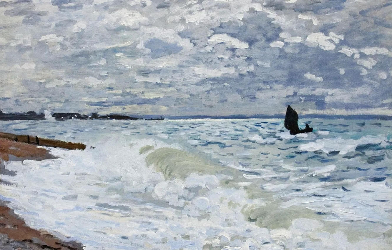 Photo wallpaper picture, seascape, Claude Monet, The sea at Sainte-Adresse