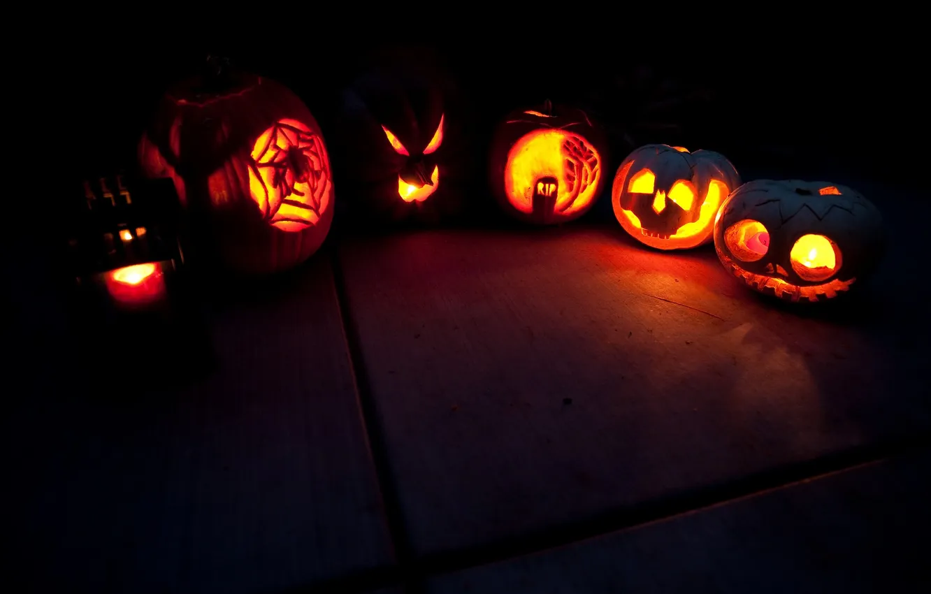 Photo wallpaper light, holiday, the darkness, Halloween, pumpkin, Halloween