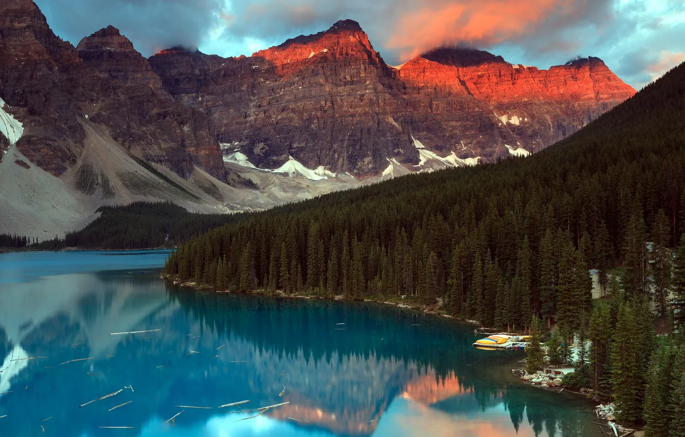 Photo wallpaper landscape, mountains, lake